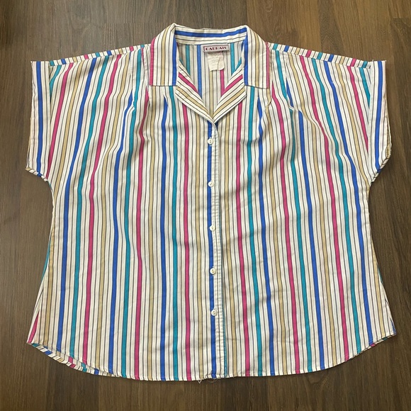 Cabrais Vintage Striped Colorful Button Up Size 22W - Picture 3 of 6